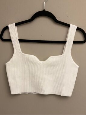 Promise White Ribbed Sweetheart Crop Top